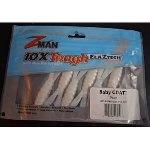 Zman 10X Tough Soft Ela Z Tech Lure Baby Goat 3 Inch 6 Pack Pearl  (GT3-84)